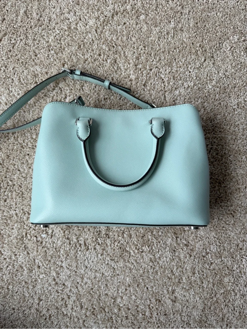 Michael Kors Mint Green Saffiano Satchel with Crossbody Strap